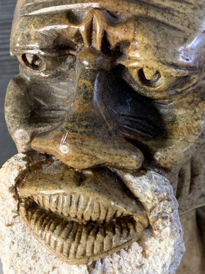 African Chieftain Head Sculpture