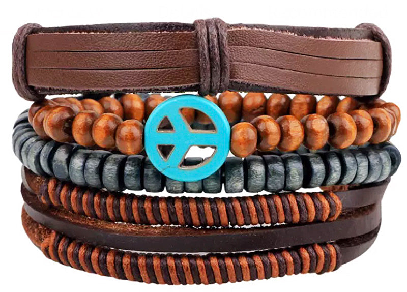 4 in 1 Bracelet with Peace symbol