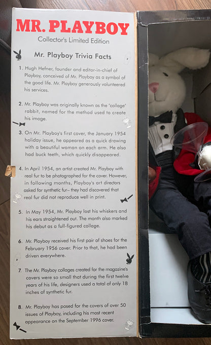 Vintage 1999 Mr. Playboy Hugh Hefner 30" Plush Bunny – Limited Edition collector's item