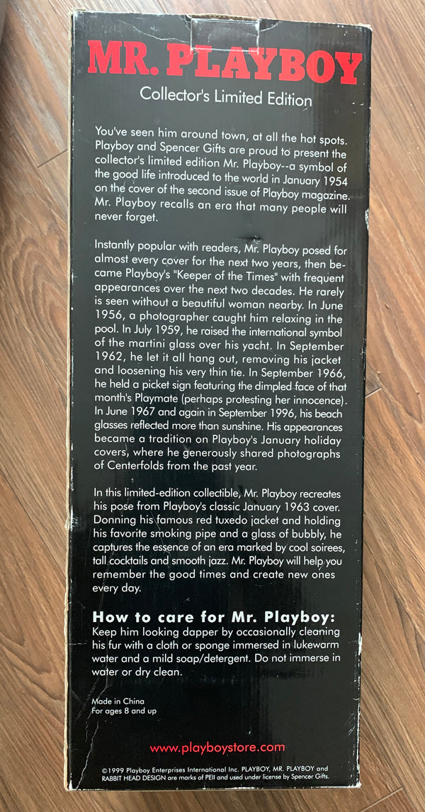 Vintage 1999 Mr. Playboy Hugh Hefner 30" Plush Bunny – Limited Edition collector's item